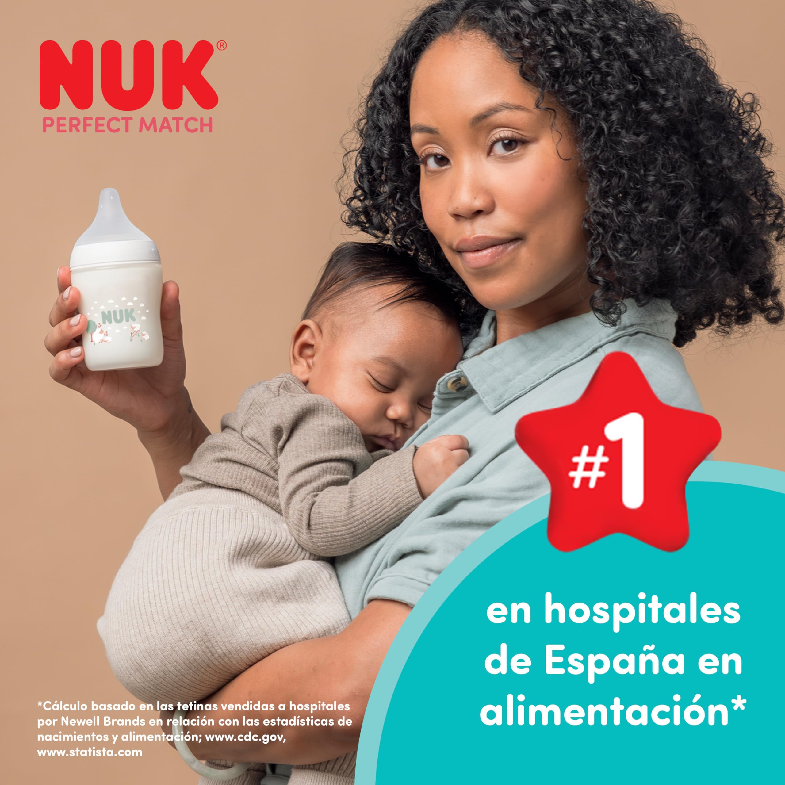 Set de 3 biberones Perfect Match de NUK | +3 meses | Se adapta al bebé como el pecho de mama | Control de temperatura | Ventilación anticólico | 260 ml | Tetina mediana (silicona) | Arcoíris