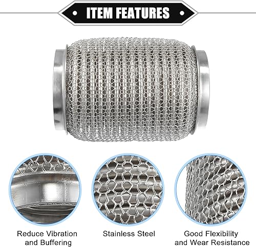 Miniatura 4 de Tubo flexible de escape de automóvil, 2.99 x 5.98 pulgadas, 2.99 x 5.98 pulgadas, tubos de conector flexible de escape universal para automóvil,