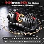 HAKENO 2x53lb Dumbbell réglable 15 en 1 Poids avec Accélérer Automatique Poids Gratuits Dumbbells Set pour Hommes/Femmes Gym Home Strength Training Equipment, version améliorée - Réglage d'une main