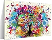 ALMLZL Abstract Colorful Tree Wall Art Contemporary Plants Pictures Giclee Prints Modern Canvas Wall Art for Living Room Bedroom Art Wall Decor Framed Ready to Hang - 16x24 inch