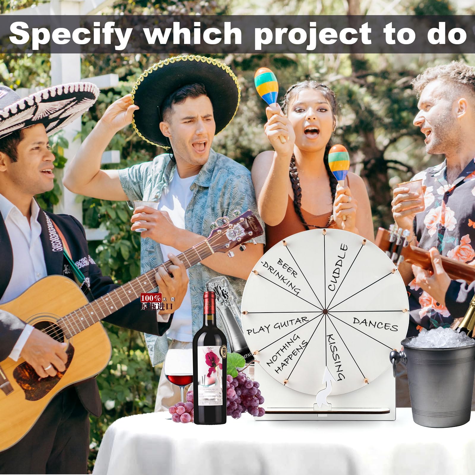 NQEUEPN Wooden Spinning Wheel, 11.4inch Prize Wheel Spinning Prize Wheel Tabletop Spinner Raffle Wheel Roulette Wheel for Fortune Game Prizes Carnival Trade Show (White) - Image 4