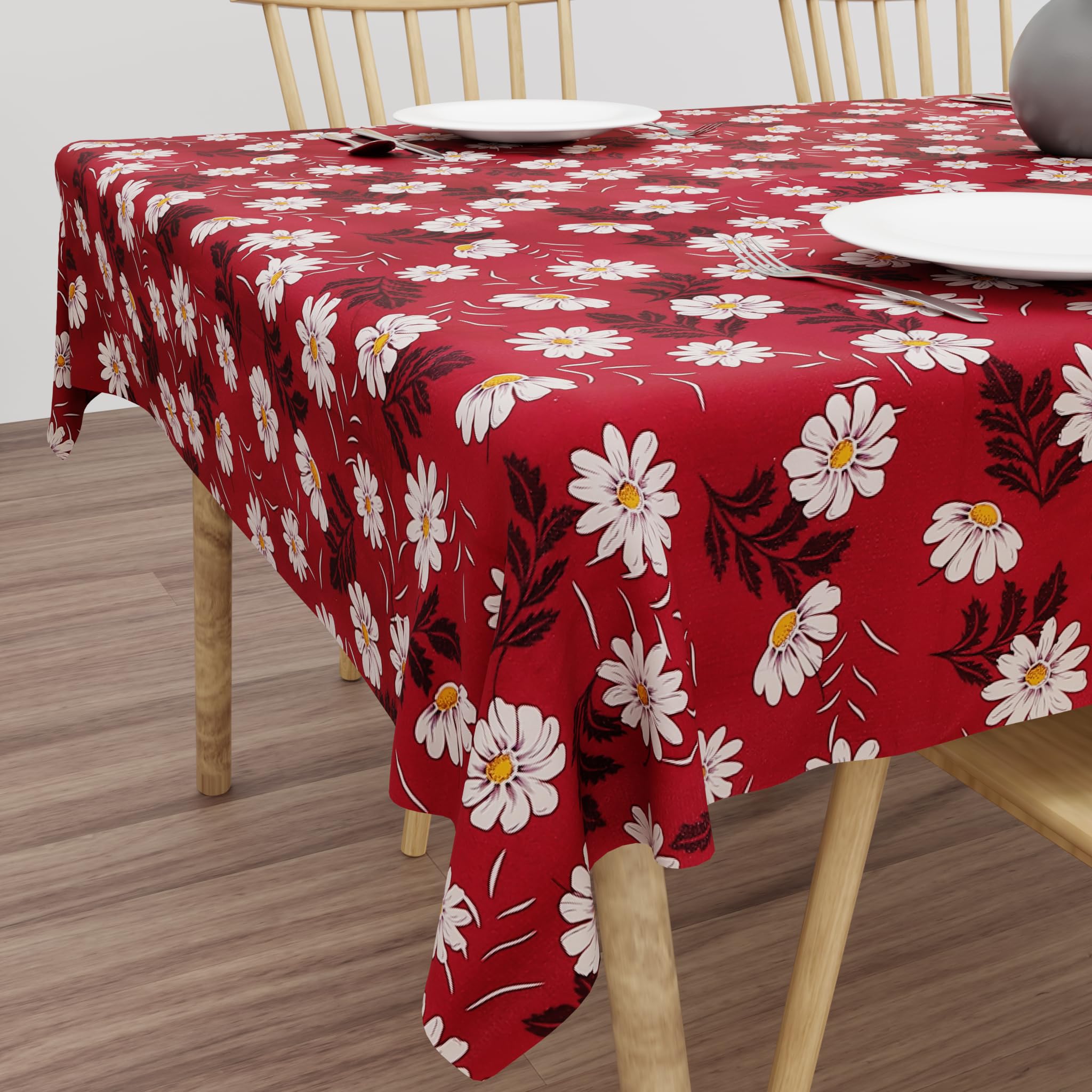 Wings Star Dining Table Cover for 6 Seater, 54 x 78 inch Size, Waterproof and Dustproof Table Sheet,Dining Table 6 Seater Waterproof Cover (Maroon, 54 x 78 inch (Rectangular))