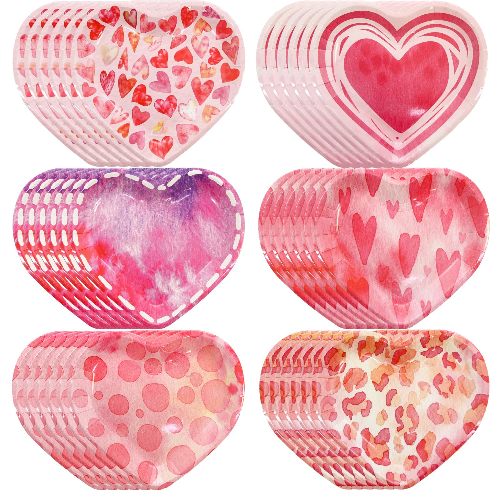 ceiba tree60Pcs Heart Shaped Plates Valentines Day Paper Plates Disposable Dinner Happy Valentine's Day Party Supplies