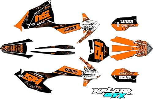 Kit de gráficos para KTM 85SX SX85 (2018-2023) Serie Fatality Naranja 16 Mil - Adhesivos para motocicleta Dirt Pit Bike Motocicleta, accesorios de