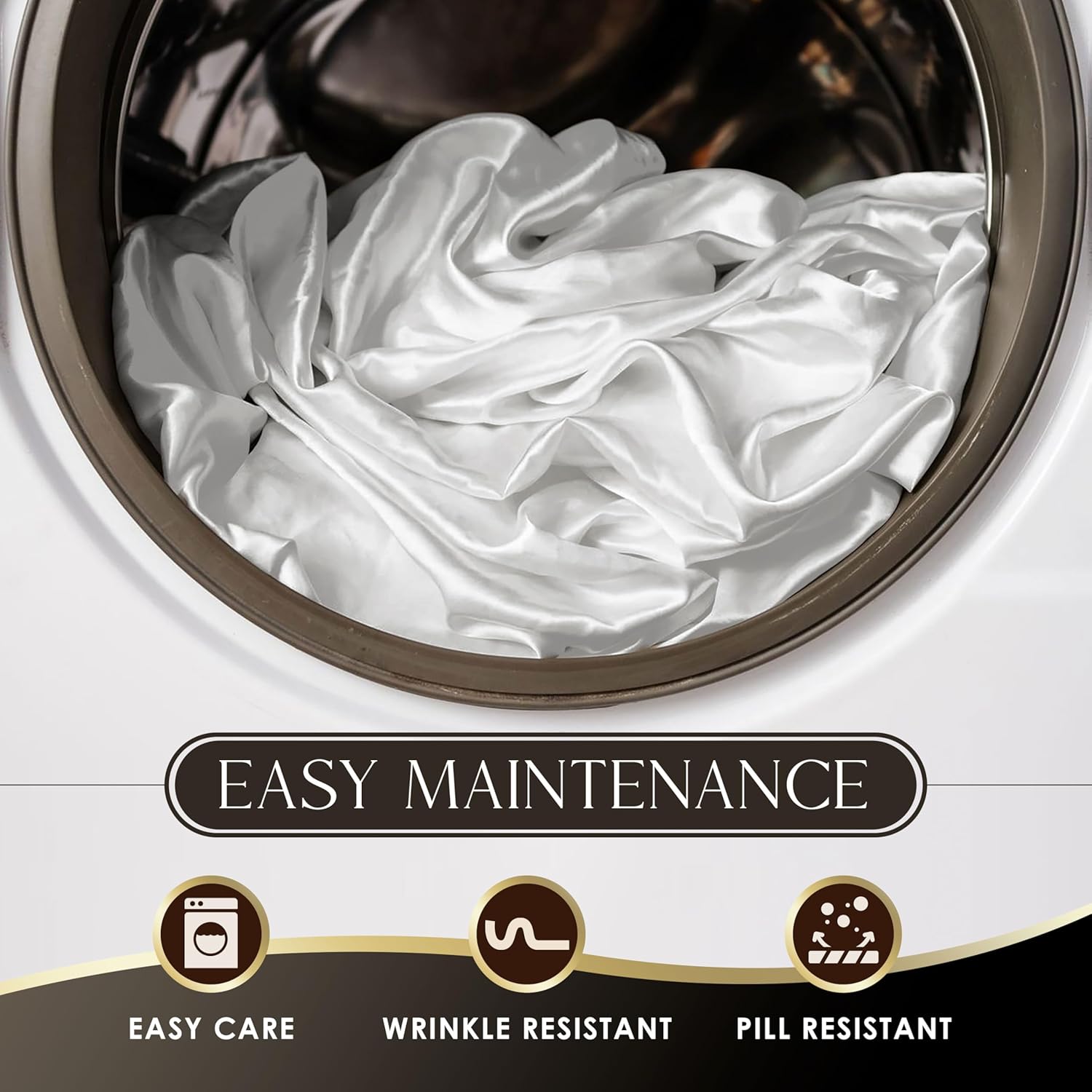 Martex 4-Piece Elegance Satin Sheets Set | Queen Size | Luxury Hotel Quality | Silky Soft & Smooth | Great for Hair & Skin | White