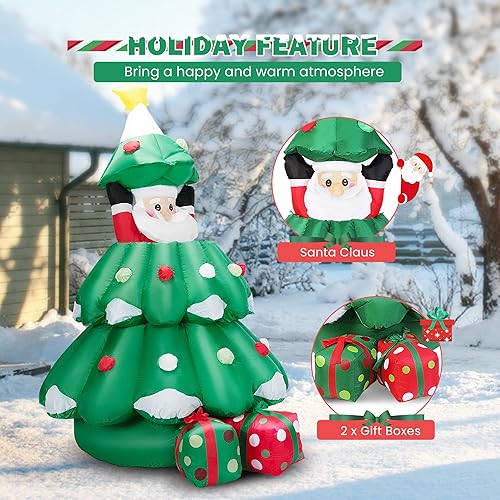 Miniatura 8 de Vivohome - Árbol de navidad inflable con Santa Claus de 6 pies de altura, luces LED incorporadas, decoración de jardín inflable para exteriores