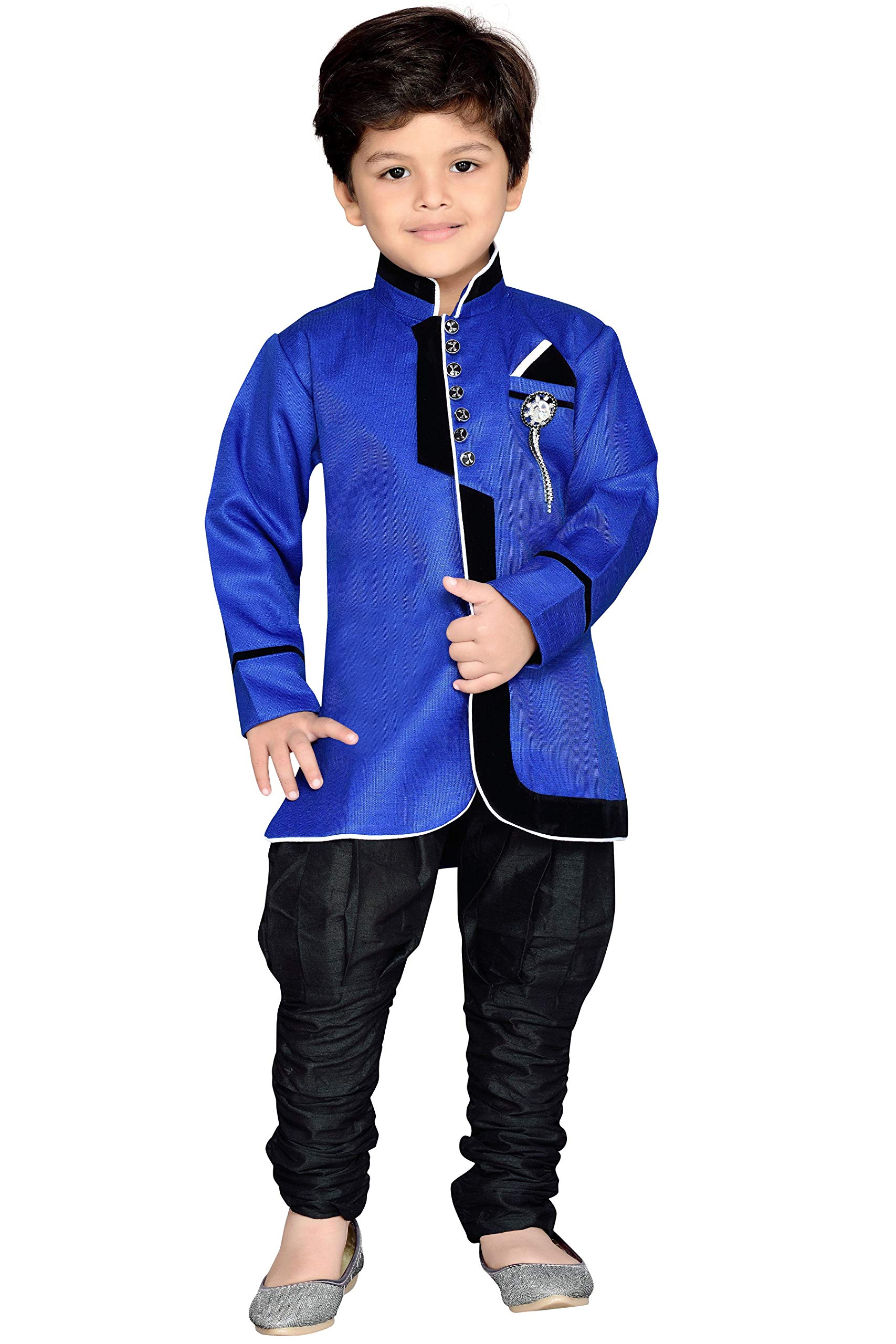 AJ DEZINES Kids Sherwani Suit Set For Boys (644_BLUE_8.)