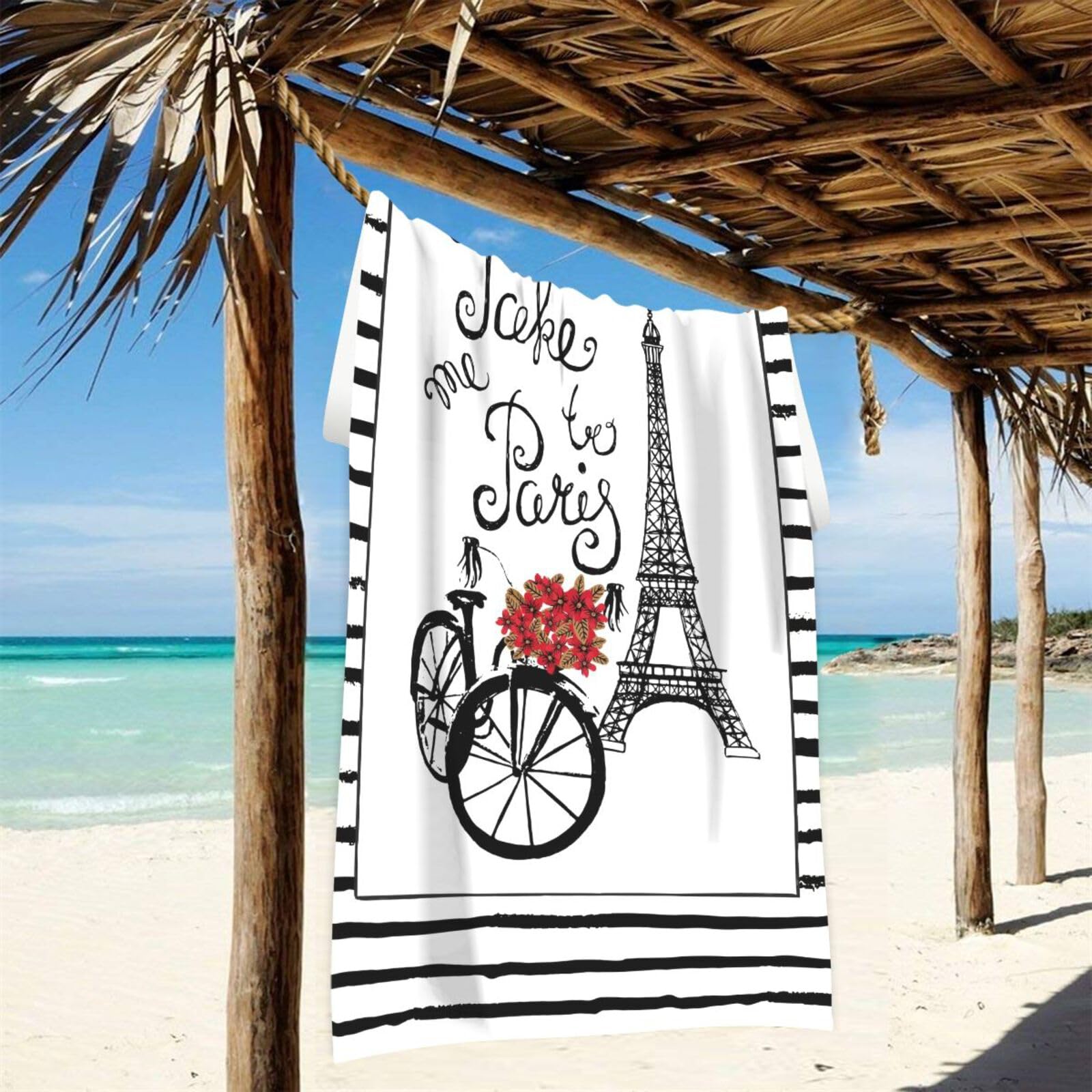 Szybkoschnący ręcznik, duży ręcznik plażowy z mikrofibry Ręcznik kąpielowy Take Me To Paris Szybkoschnący ręcznik dla dorosłych Dzieci Lekkie sportowe podróżne Ręczniki na siłownię Ręczniki na basen