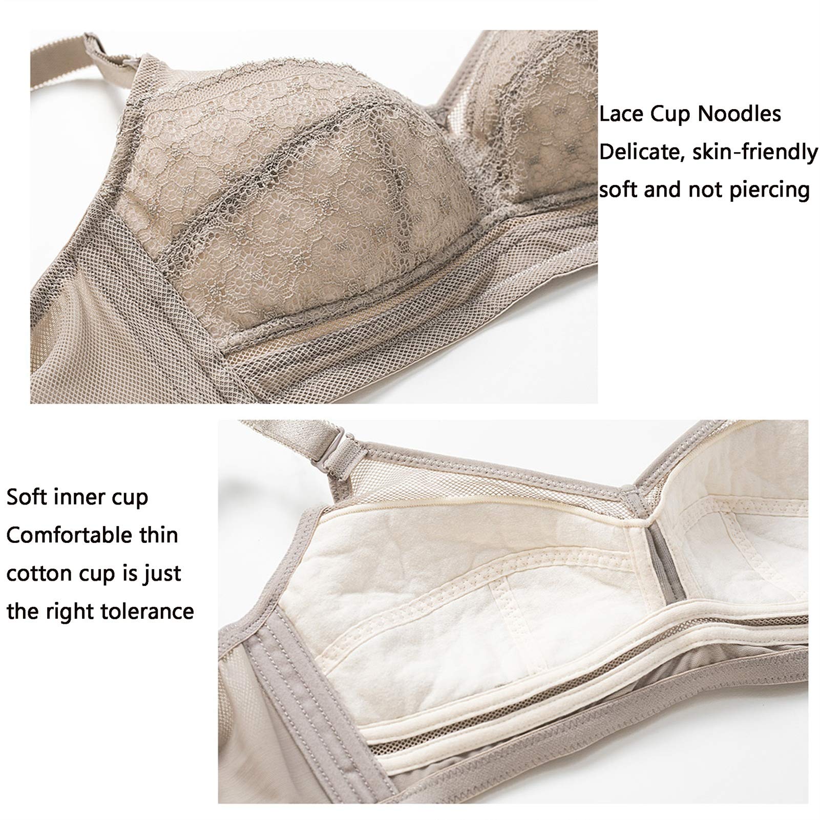 Bralette Bralette - Reggiseno imbottito senza fili, sexy per tutti i giorni, con reggiseno di base, comodo convertibile Air Bralette (colore marrone chiaro, misura: 95F)