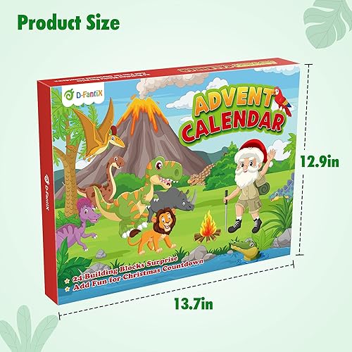 Miniatura 7 de D-FantiX Calendario de Adviento de Navidad 2023 para niños, 24 en 3 mini dinosaurios animales de bloques de construcción, calendario de cuenta