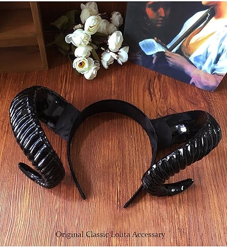 Miniatura 6 de Diadema de cuernos de diablo, cuernos de demonio góticos steampunk negros