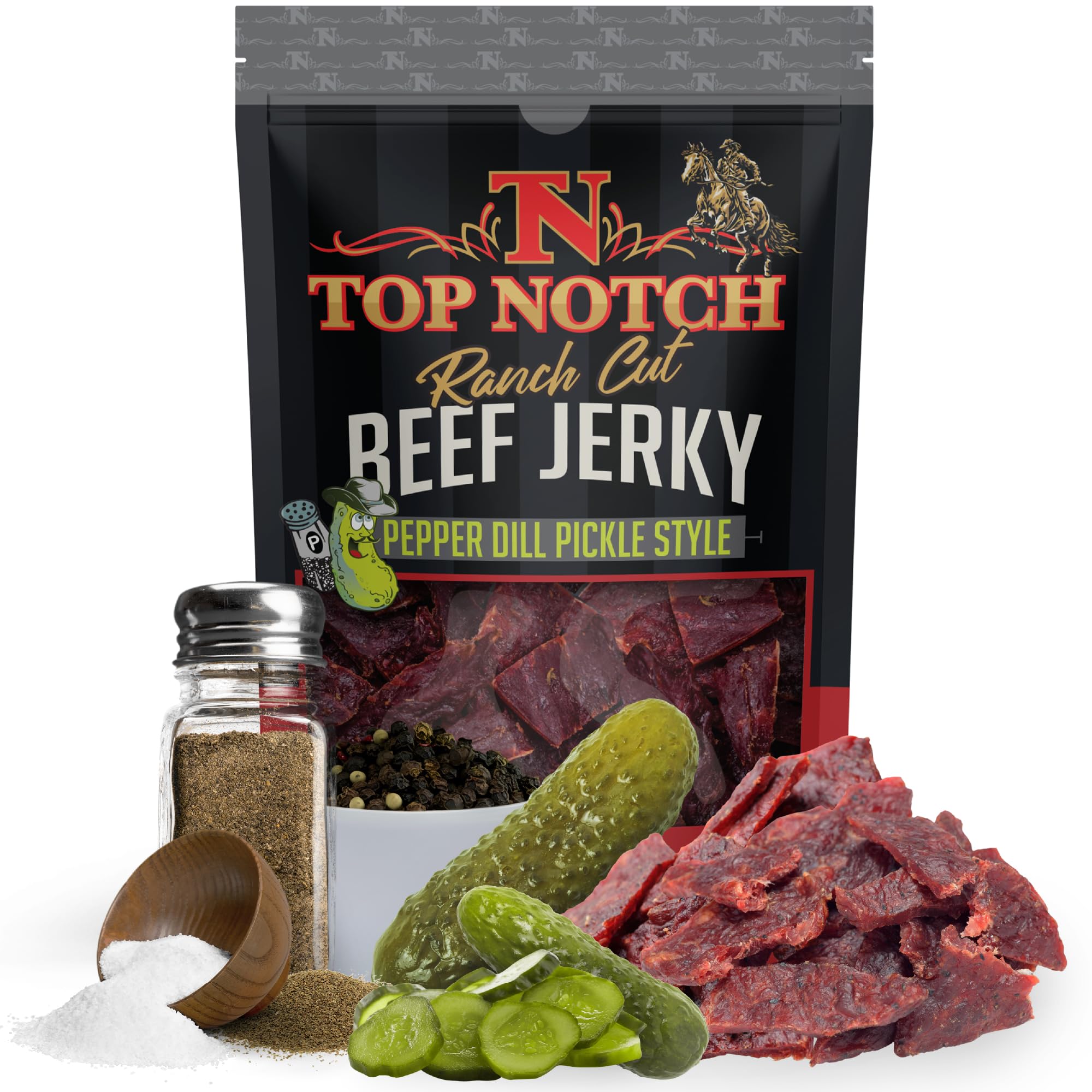 Top Notch Ranch Cut Jerky - 10 oz Bag of Beef Jerky - High Protein Snacks for Kids and Adults - Flavorful Strips of Premium Beef