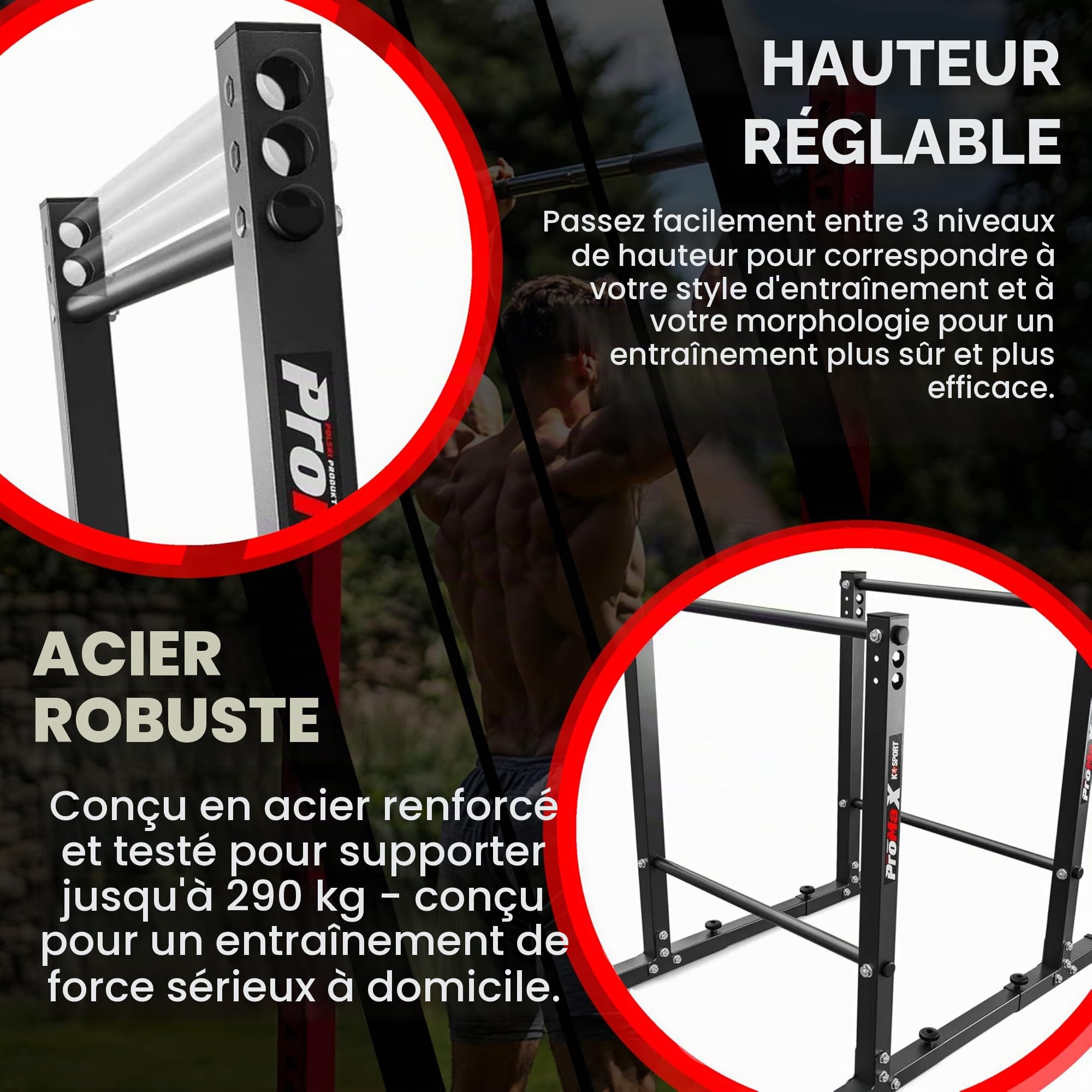 K-Sport Parallettes pour musculation et entraînement à la maison - réglables, stables