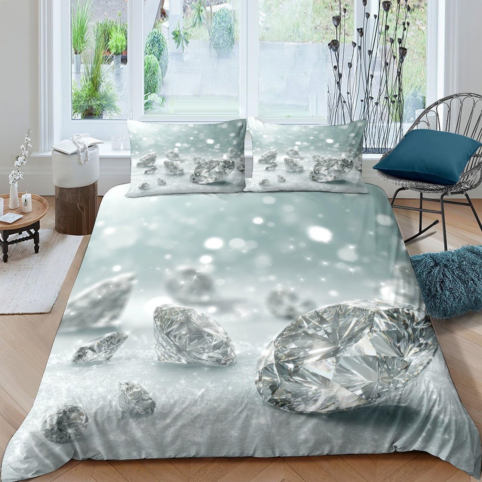 Ctjqhvkz Style-9 3D Printed Crystal Ice Fitted Sheet Microfiber Bedroom Decor Snow Landscape Mattress Cover For Adult Youth Guest Room Single（135X200cm）
