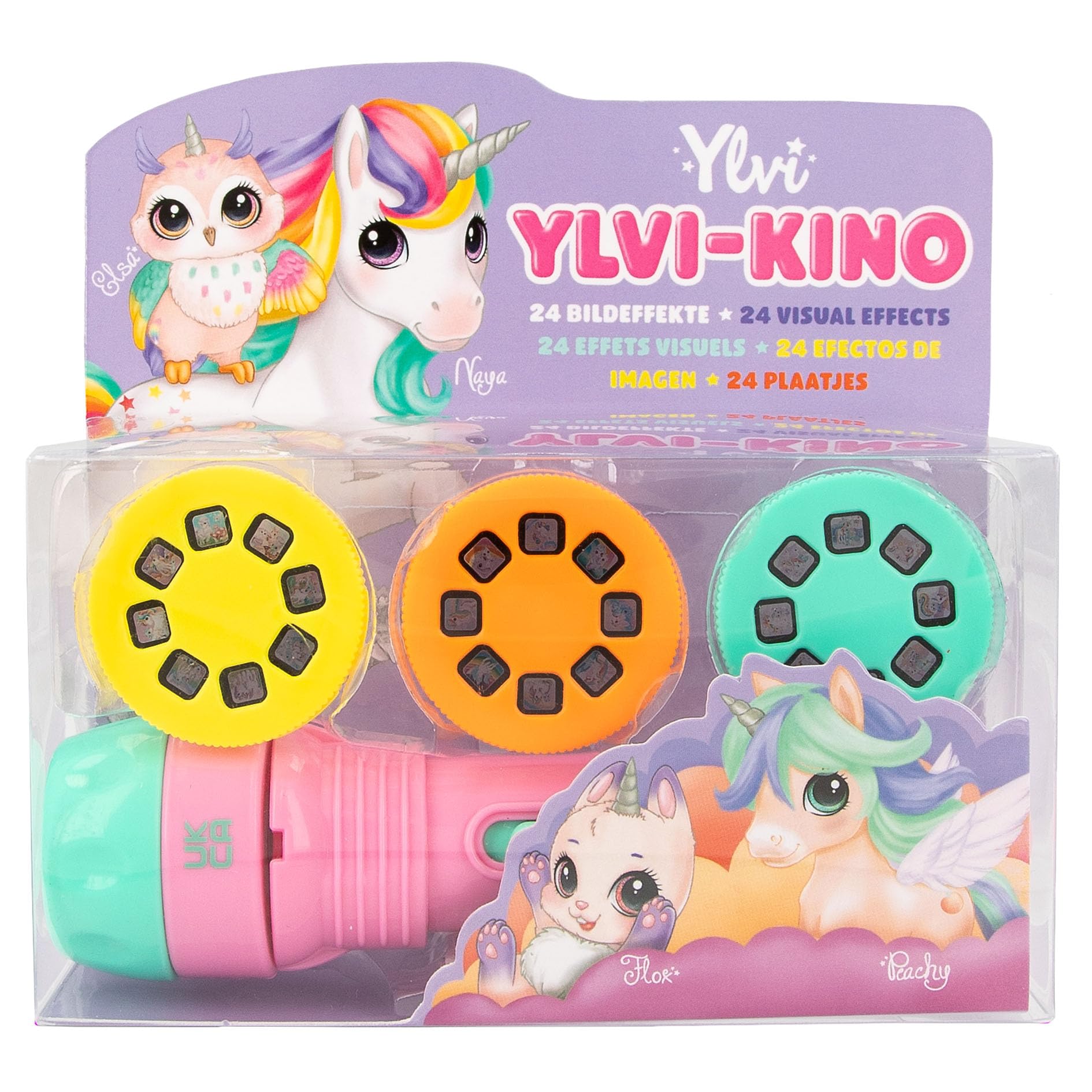 Depesche 12905 Ylvi Flashlight with 24 Image Effects, Handy Lamp, Projects Various Unicorn Patterns, Batteries Included, Multicolored