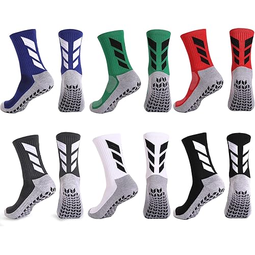MENDENG Mens Grip Socks Soccer Non Slip Socks for Men Anti Slip Hospital Socks Grippers Non Skid Training Athletic Socks