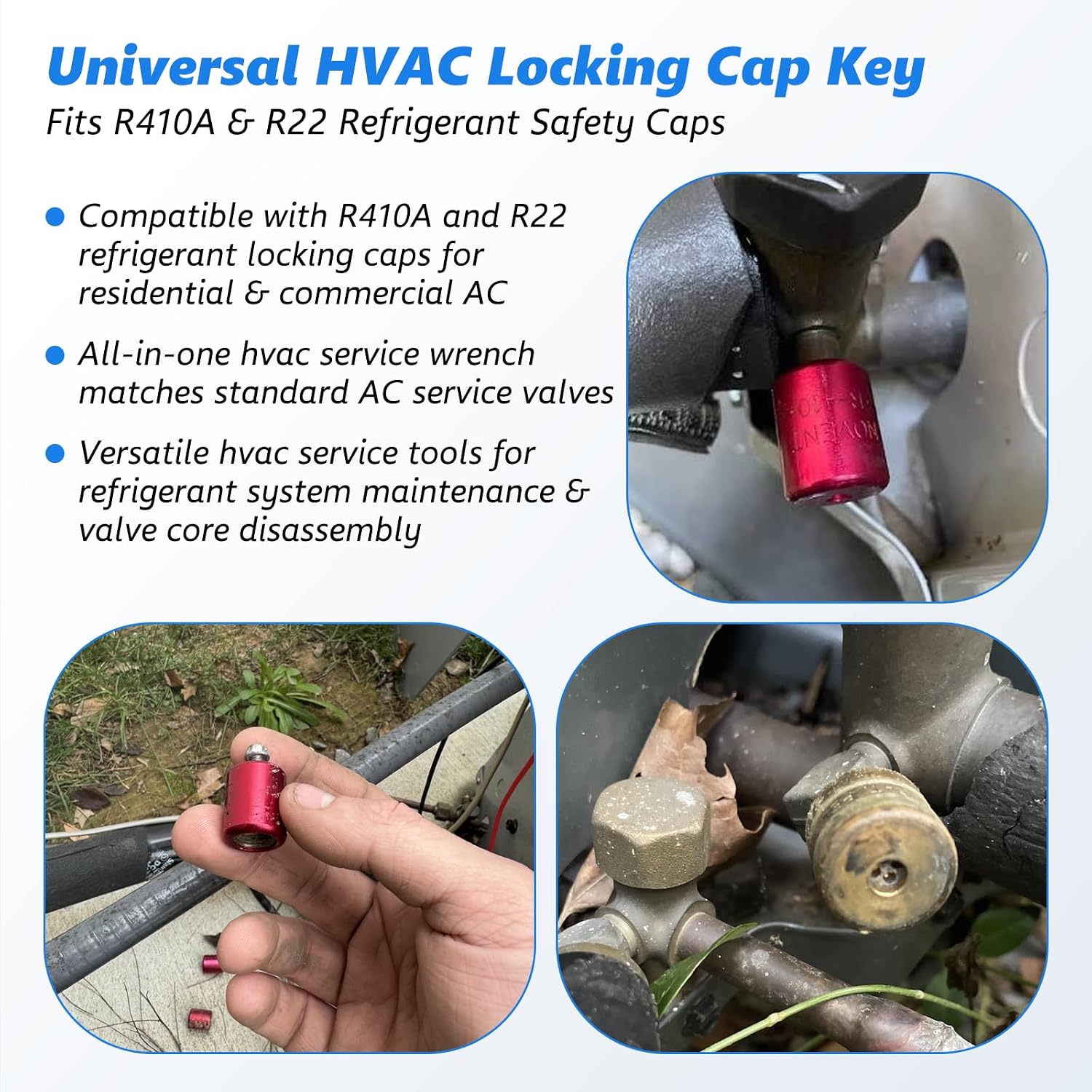 HVAC Locking Cap Key for R410A R22 Refrigerant Safety Caps, 2 Pack