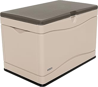 LIFETIME 60103 Deck Storage Box, 80 Gallon, Desert Sand/Brown