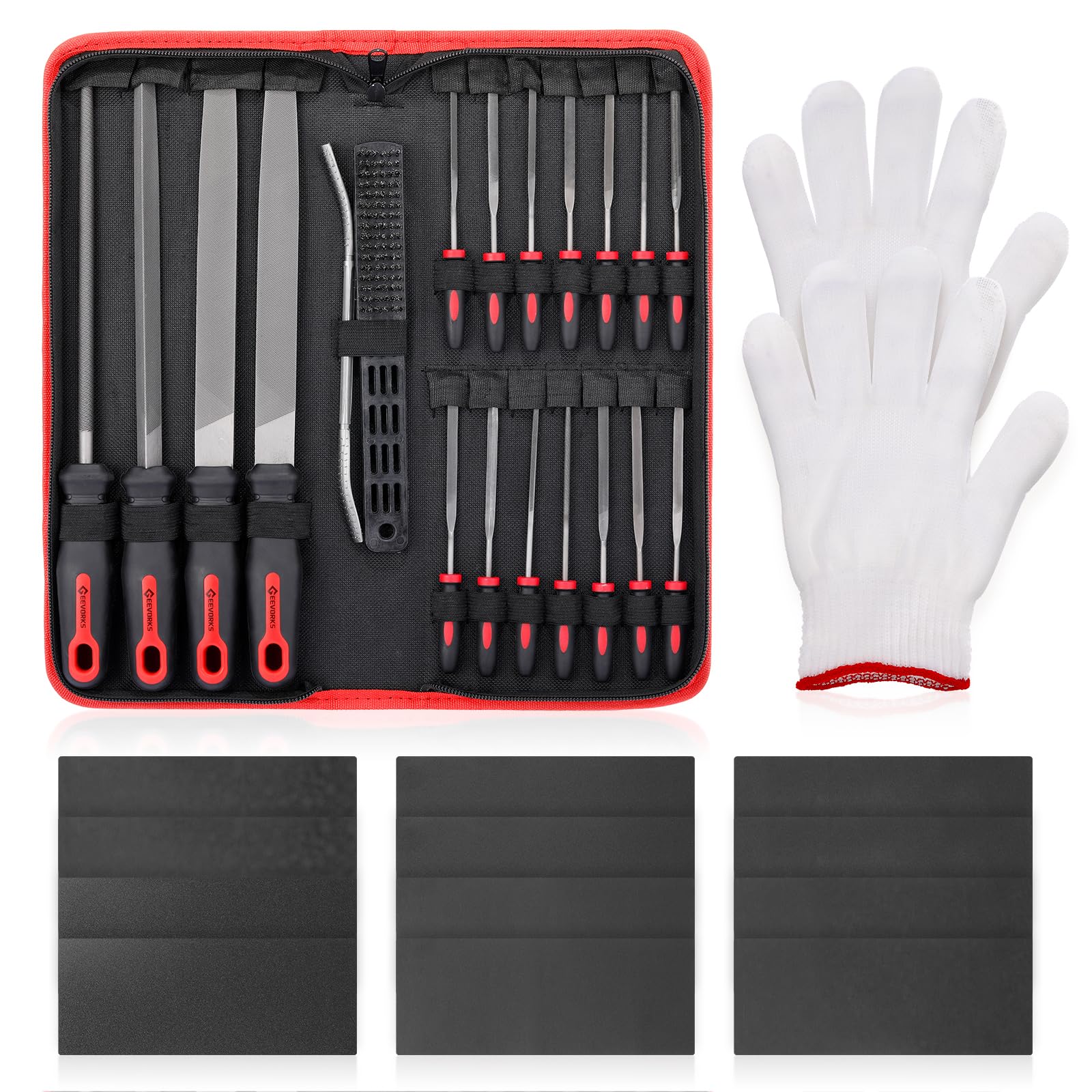 Geevorks Set di lime Lime ad Ago 34 pezzi- Set di lime professionali per legno metallo plastica per Modellare, Set di Mini Lime per Limare Metallo,Legno,Plastic