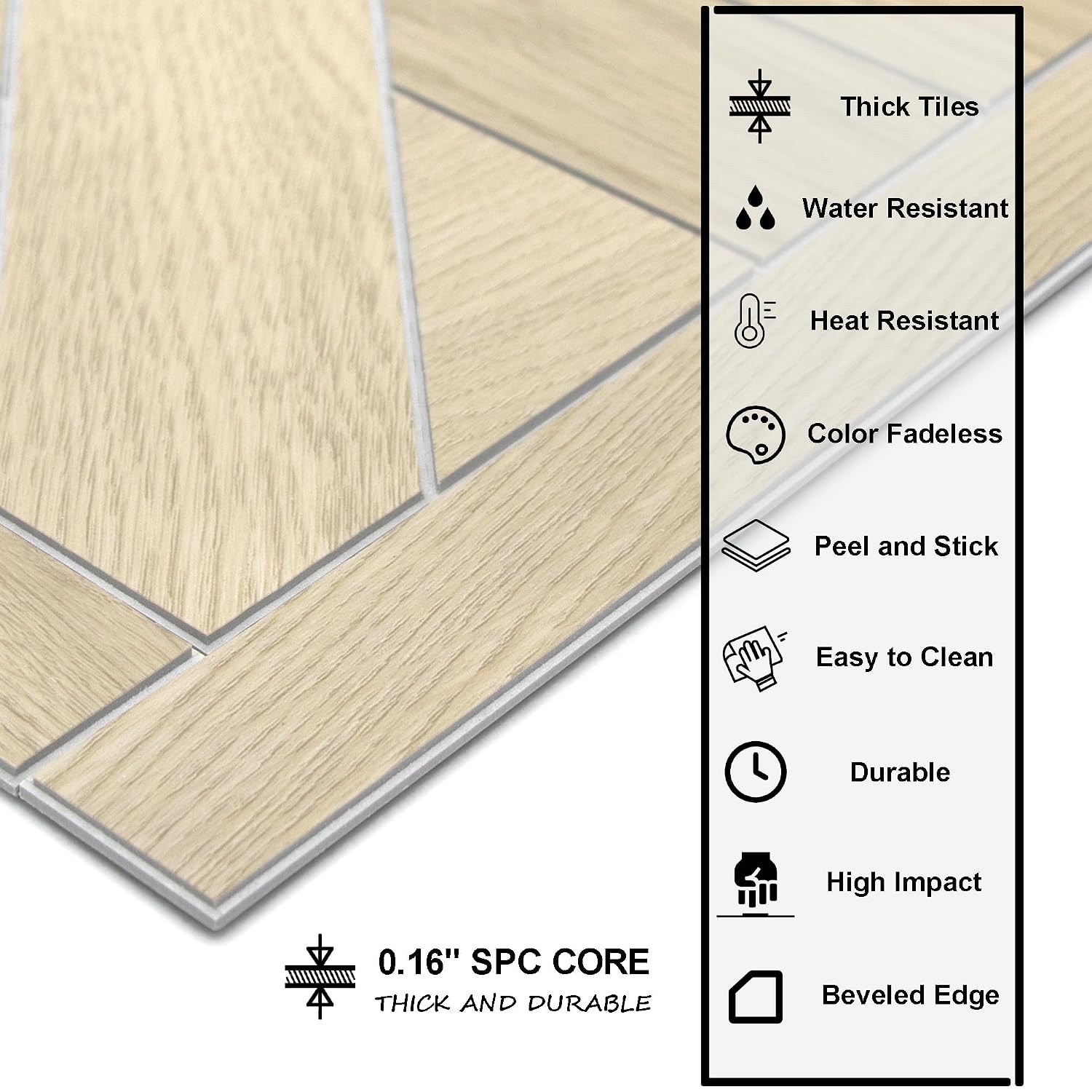 12-Pack Peel and Stick Floor Tile, 12" x 12" Pinwheel SPC Self-Adhesive Luxury Vinyl Flooring, Wood-Look Groutable Backsplash Tile for Kitchen Bathroom, Natural Oak, Covers 12 Sq. Ft.