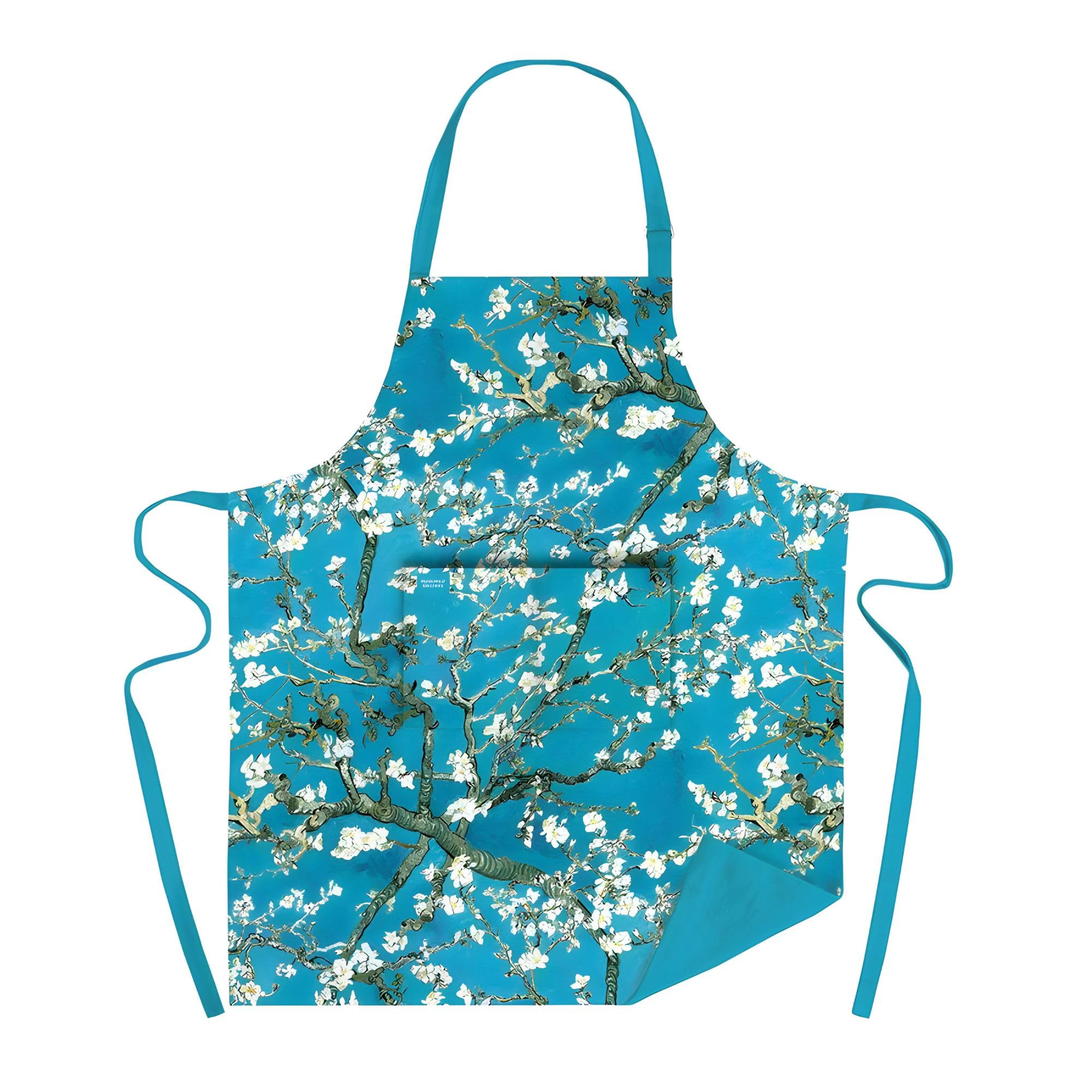 Museums & Galleries Tablier réglable Vincent Van Gogh Amandiers en fleurs - Motif floral artistique - Coton bio - Accessoire élégant pour la maison, Multicolore, 80 x 80 x 0.5 cm