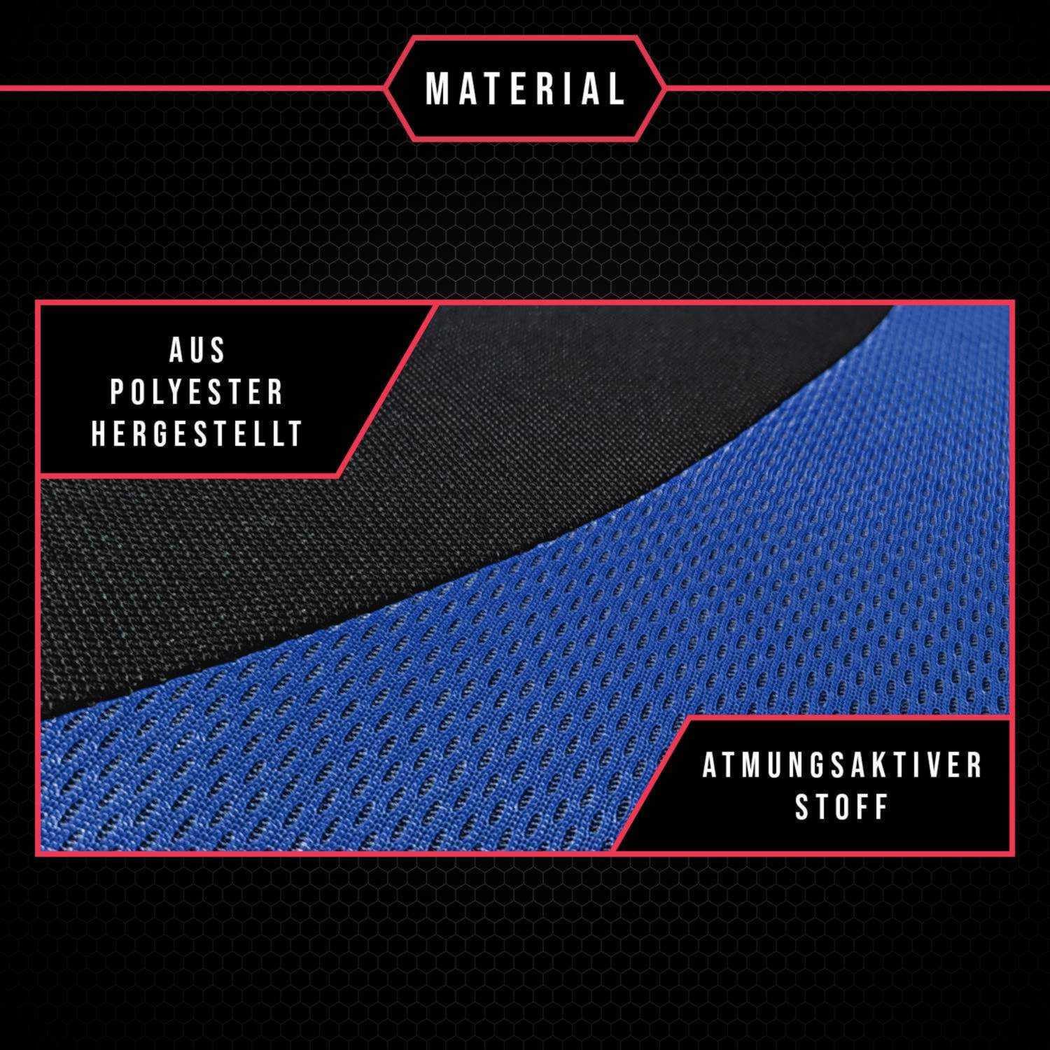 3er Set Autositzbezüge PKW universal | Auto Sitzbezüge Polyester Blau für Airbag geeignet | für Vordersitze und Rückbank | 1+1 Autositze vorne und 1 Sitzbank hinten teilbar 2 Reißverschlüsse