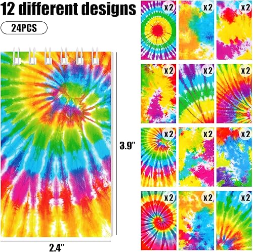 Miniatura 2 de Koogel 24 piezas de pequeño cuaderno espiral, mini cuaderno de bolsillo en blanco para niños de regreso a la escuela, cuaderno de estilo tie dye