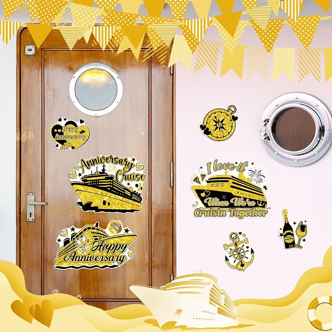 Decoraciones Magnéticas para Puerta Aniversario 7 Pzs Dorado miniatura 4