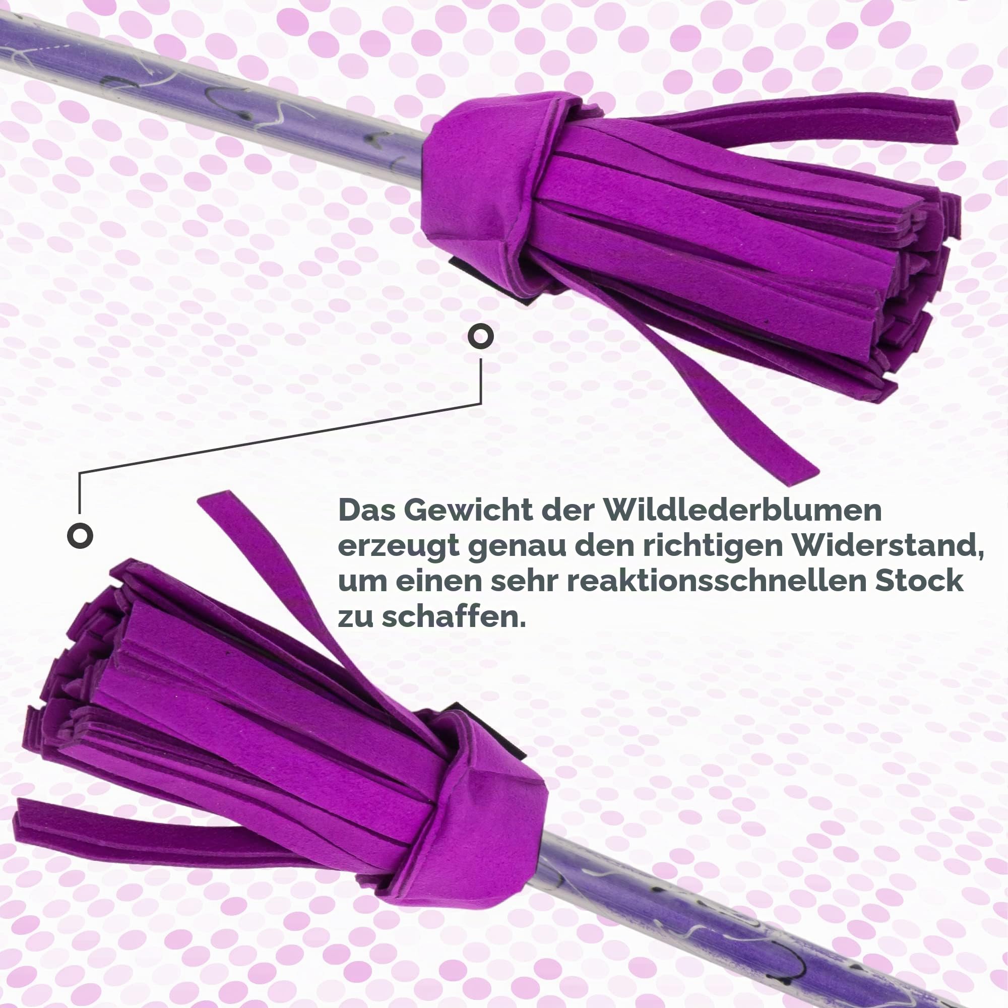 Juggle Dream Picasso Flowerstick Set inkl. Handstäbe Fiberglasstock Silicone Grip Wildlederfransen Lila Silber