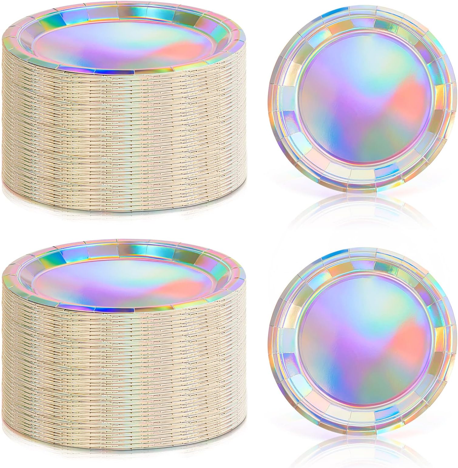 Amazon.com: Iridescent Paper Plates 9 Inches [50 pack] Round Disposable ...