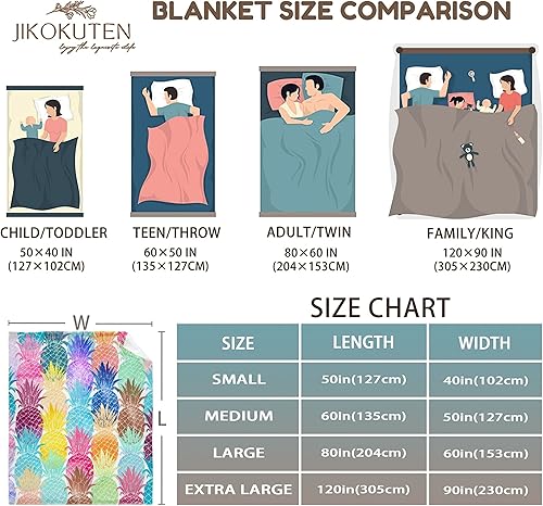 Miniatura 3 de Manta colorida de piña, regalos para mujeres, niñas, hombres y niños, manta de franela suave y cómoda para cama de autobús, sala de estar,