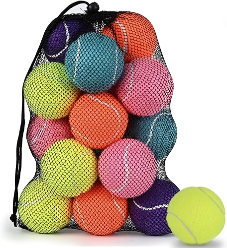 LITIAN Pelotas de tenis a granel para practicar y jugar con perros, pelotas de tenis duraderas de fieltro y goma natural sin presión con bolsa de