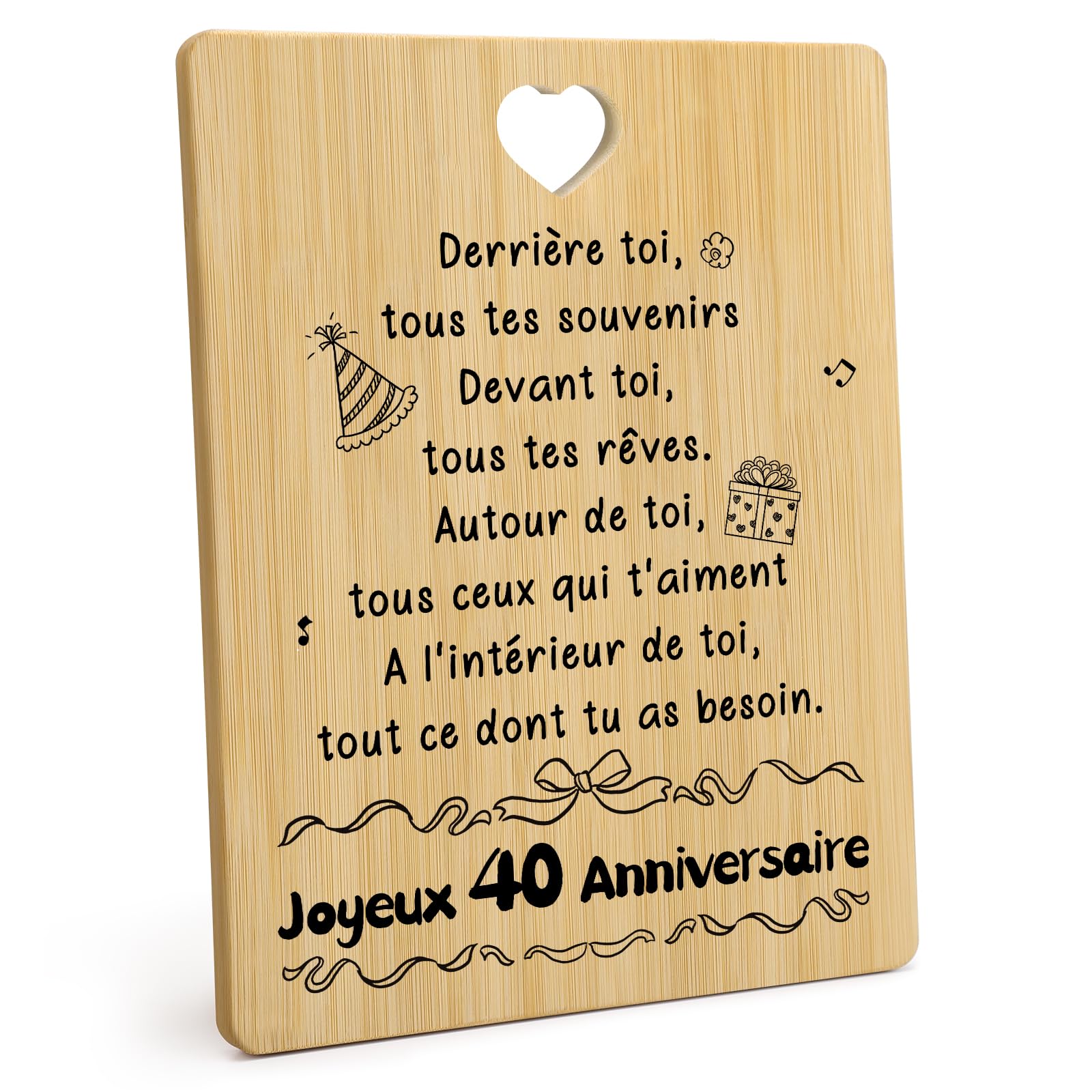 Cadeau Decoration Anniversaire 40 Ans - Planche À Découper 40 Ans Épaisse Bambou Cadeau Anniversaire Pour Femme Homme Cuisine