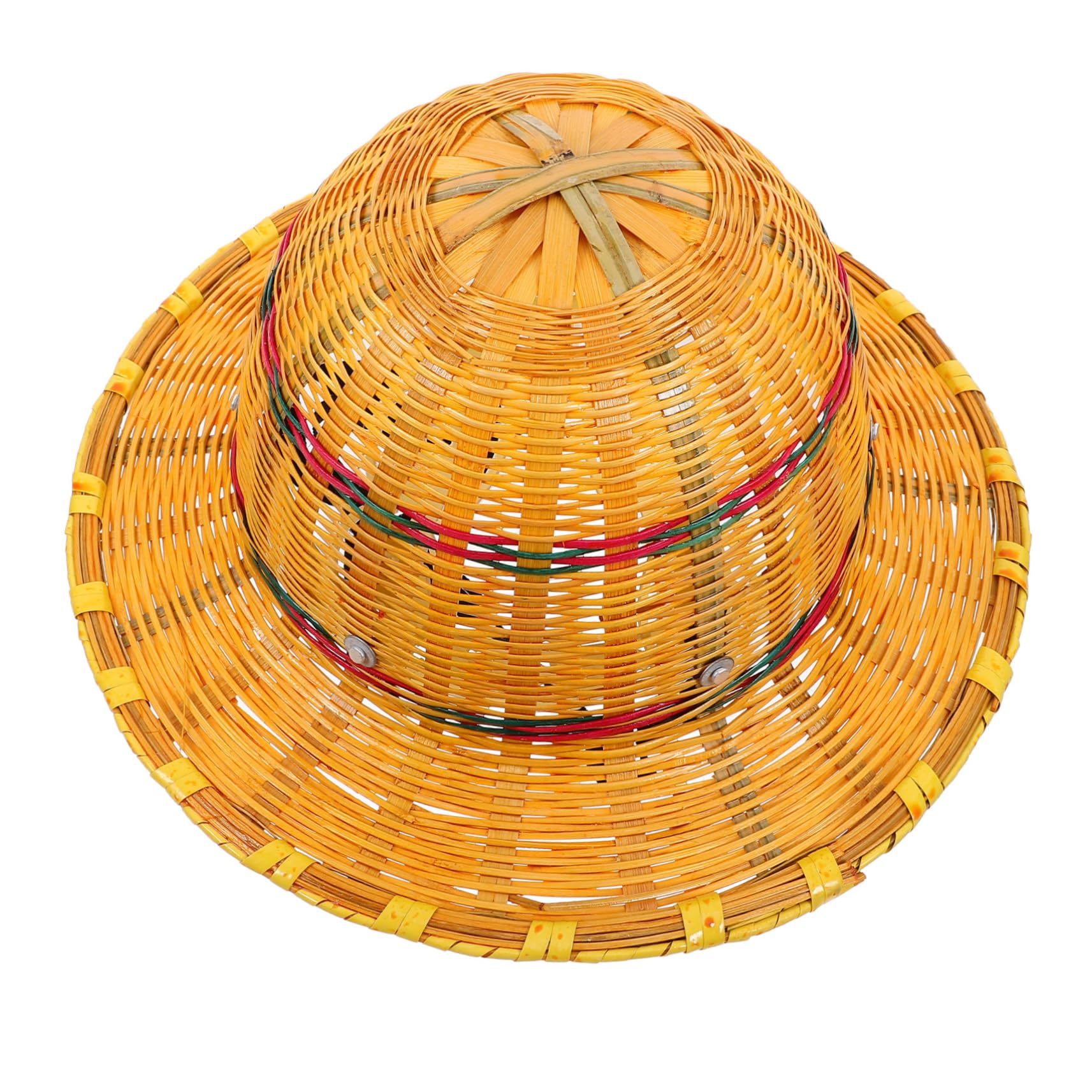 Bambus Schutzhelm mit Großem Schirm für Baustellen und Outdoor | Gelb, Rundes Klassisches Design, Atmungsaktiv mit Sonnenschutz, Kombinierte Helm Hut Ausführung