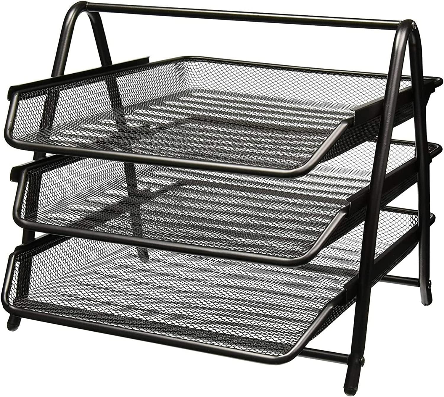 MANTRARAJ 3 Tier Letter Tray - Mesh - Black - A4