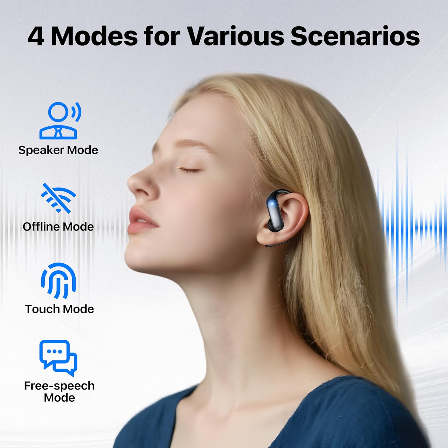 AI Language Translator Earbuds, 4-in-1 OWS Real Time 145 Languages and Accents Translation Earbuds, Audifonos Traductores Inglés Español Translation Device for Travel Business Learning, Black - Image 3