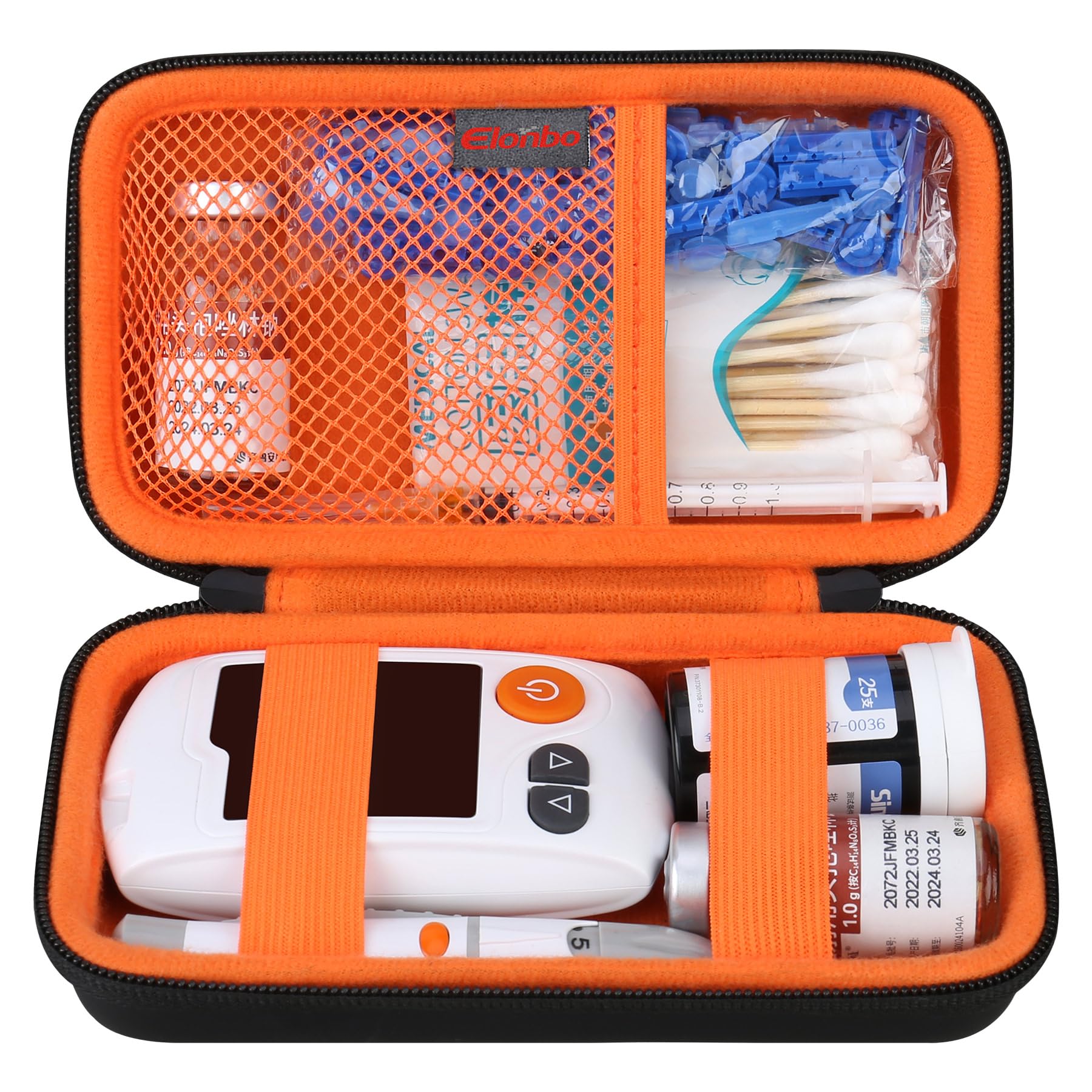 Elonbo Diabetic Supplies Travel Case for Glucose Meter Diabetes Testing Kit