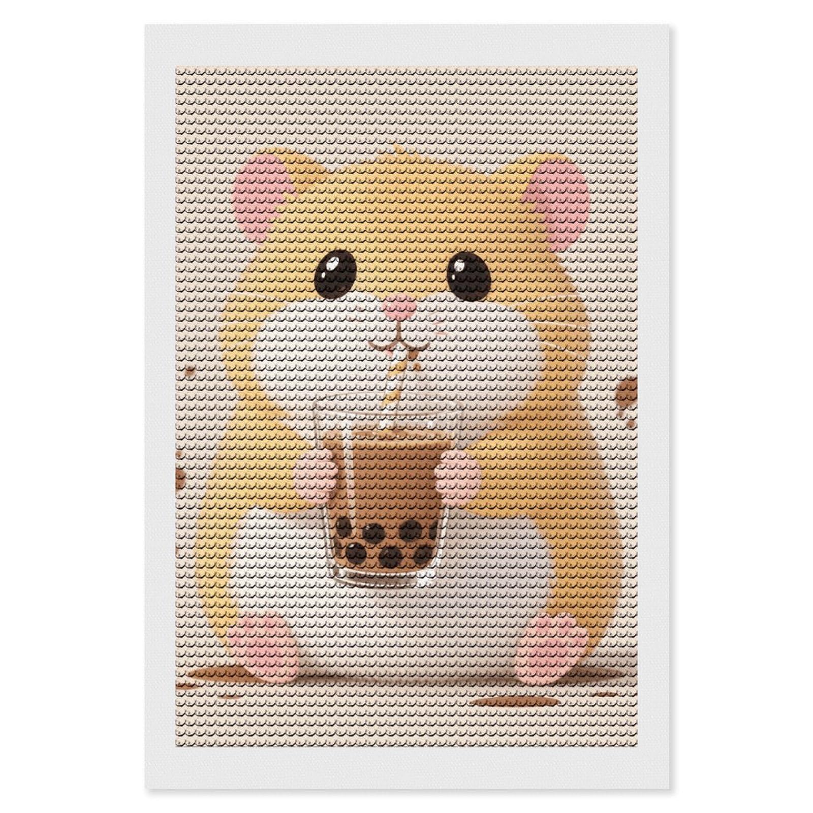 FodPand Hamster 5D Diamond Painting Kits for Adults Beginners Full Drill Round Diamond Dots Pictures Gem Art Supplies for Home Wall Room Decoration DIY Craft Set Gift 8x12