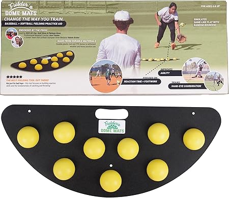 Fielder's Dome Mat – Baseball and Softball Bad Hop Training Equipment for Fielding Practice, Agility, Hand-Eye Coordination and Reaction Speed. Durable, Multi-Surface Compatible. 33.5" x 14" x 1.75"