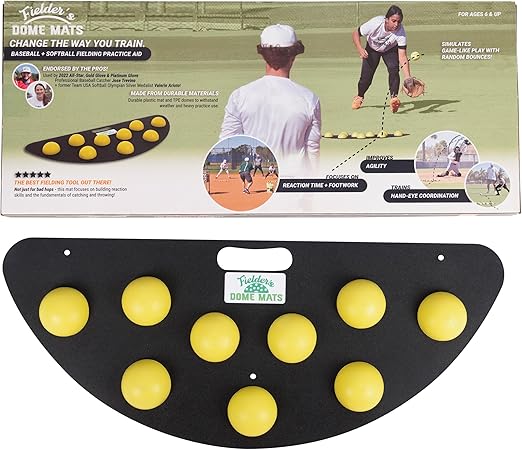 Fielder's Dome Mat – Baseball and Softball Bad Hop Training Equipment for Fielding Practice, Agility, Hand-Eye Coordination and Reaction Speed. Durable, Multi-Surface Compatible. 33.5" x 14" x 1.75"