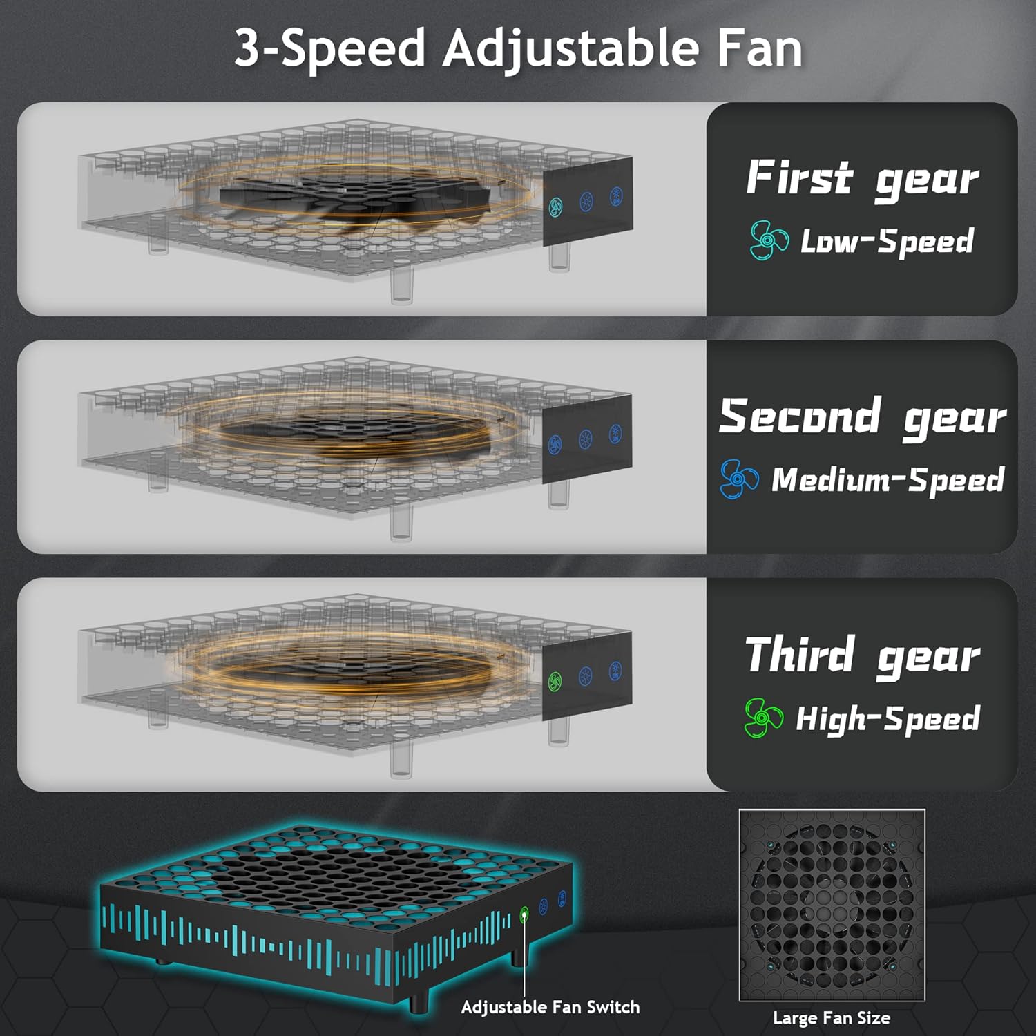 Cooling Fan for Xbox Series X with RGB LED Light Strip & 3 Detachable Hooks, Wiilkac Adjustable Speed Cooler Fan System Built-in Dust Fliter, Low Noise Top Fan with Independent Fan&Light Touch Switch : Video Games
