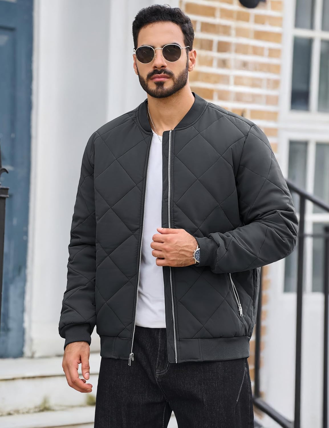 TACVASEN Men's Padded Jackets Winter Full Zipper Fleece Outwear Casual Windproof Bomber Varsity Coat - Image 2