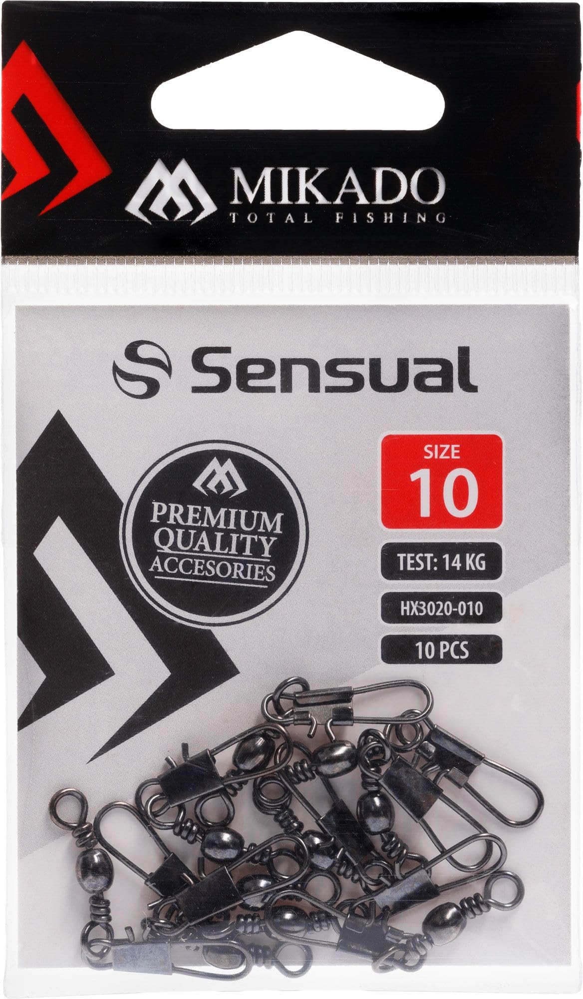 MIKADO HX3020 - Juego de 12 emerillones con mosquetón de seguridad, tamaño 10 (14 kg) - 20 (6 kg) (14/capacidad de carga de 10 kg)