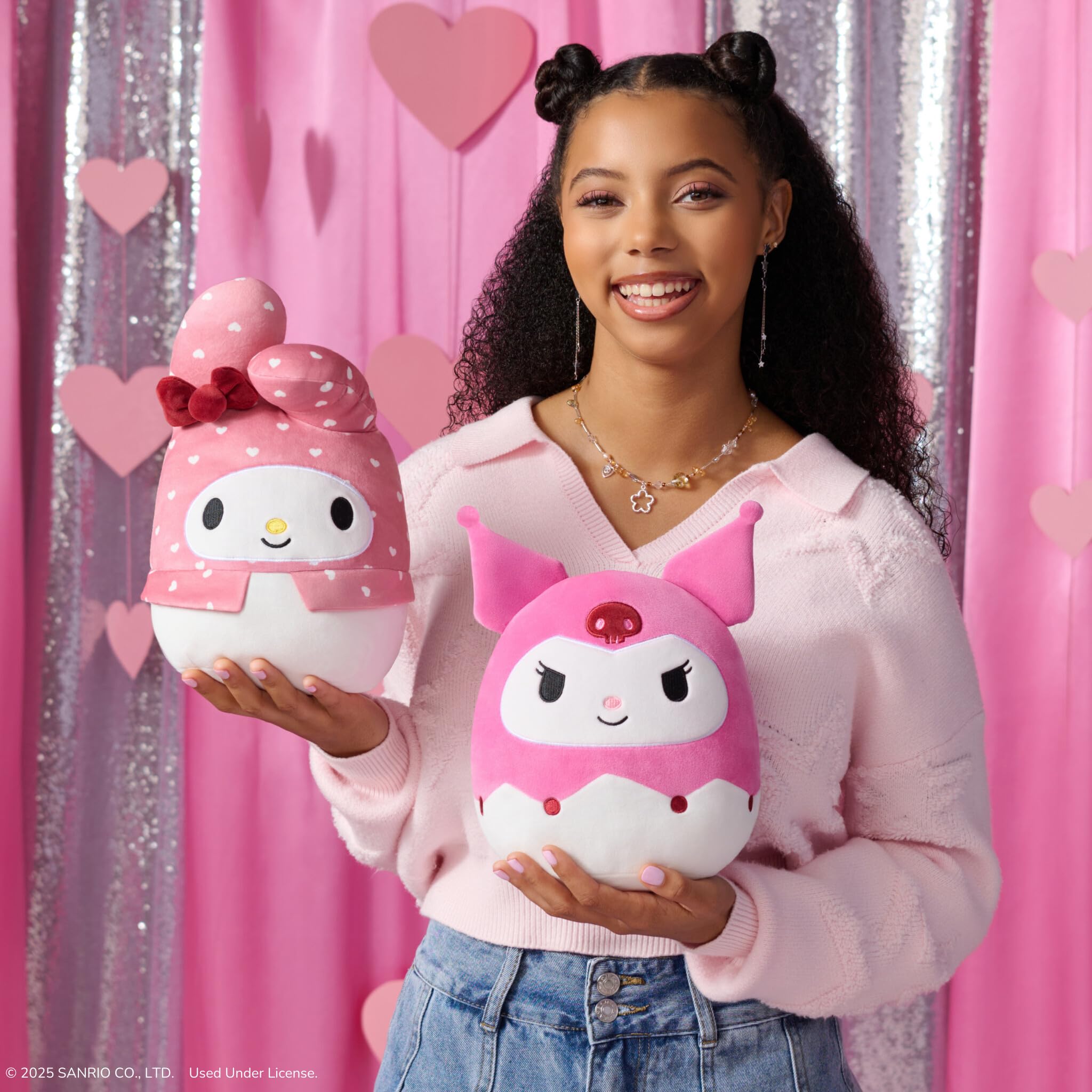Squishmallows Original Sanrio 8in Kuromi + 8in My Melody – Official Jazwares Valentine Plush 2-Pack: Kuromi and My Melody