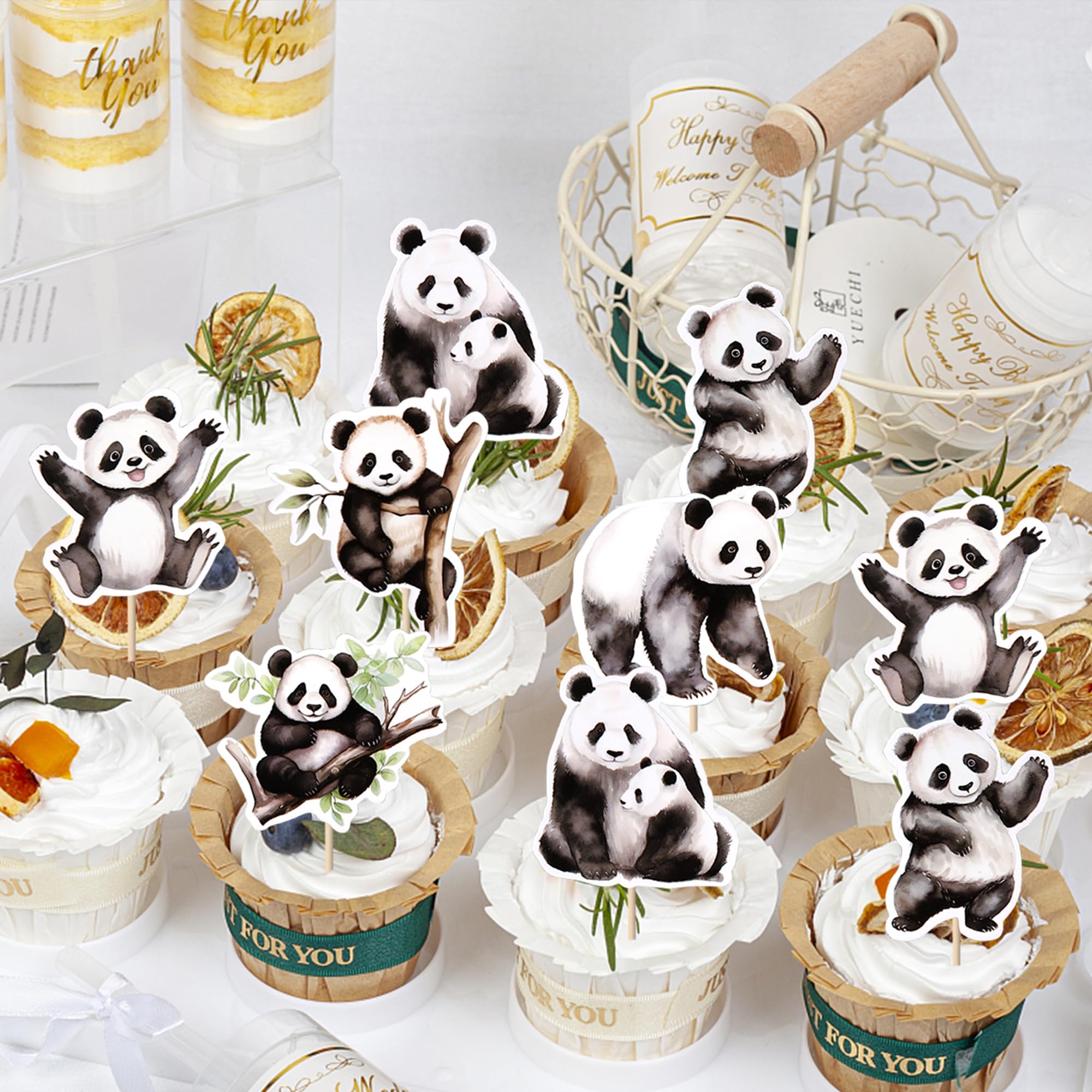 SYKYCTCY 36 Pack Panda Cupcake Toppers Glitter Bamboo Cupcake Picks Cute Animal Bear Cake Decorations Baby Shower Kids Birthday Panda Theme Party Supplies - Image 4
