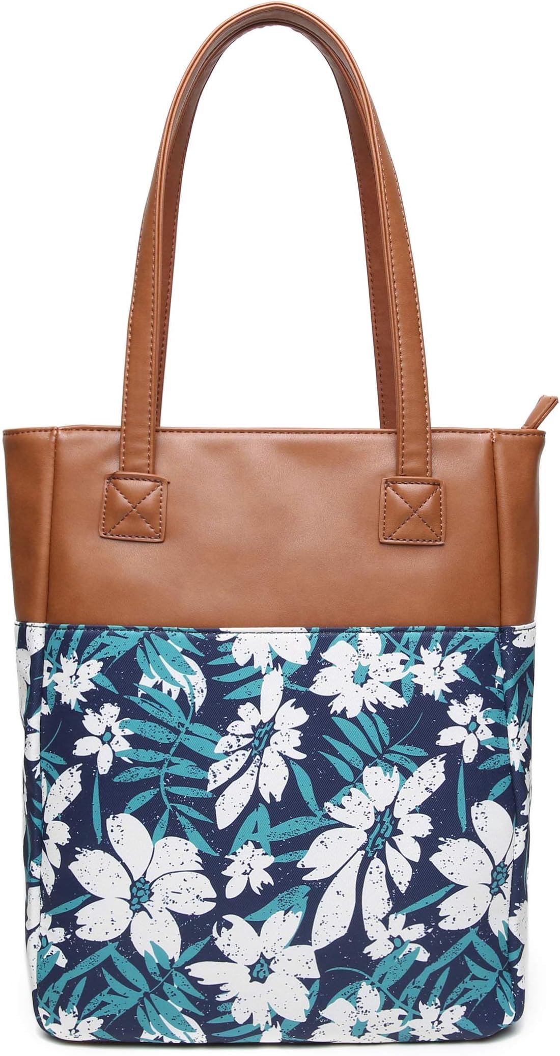 Aitbags Canvas Tote Bag for Women PU Leather Floral Purse and Handbag Shopping Bag Work Satchel