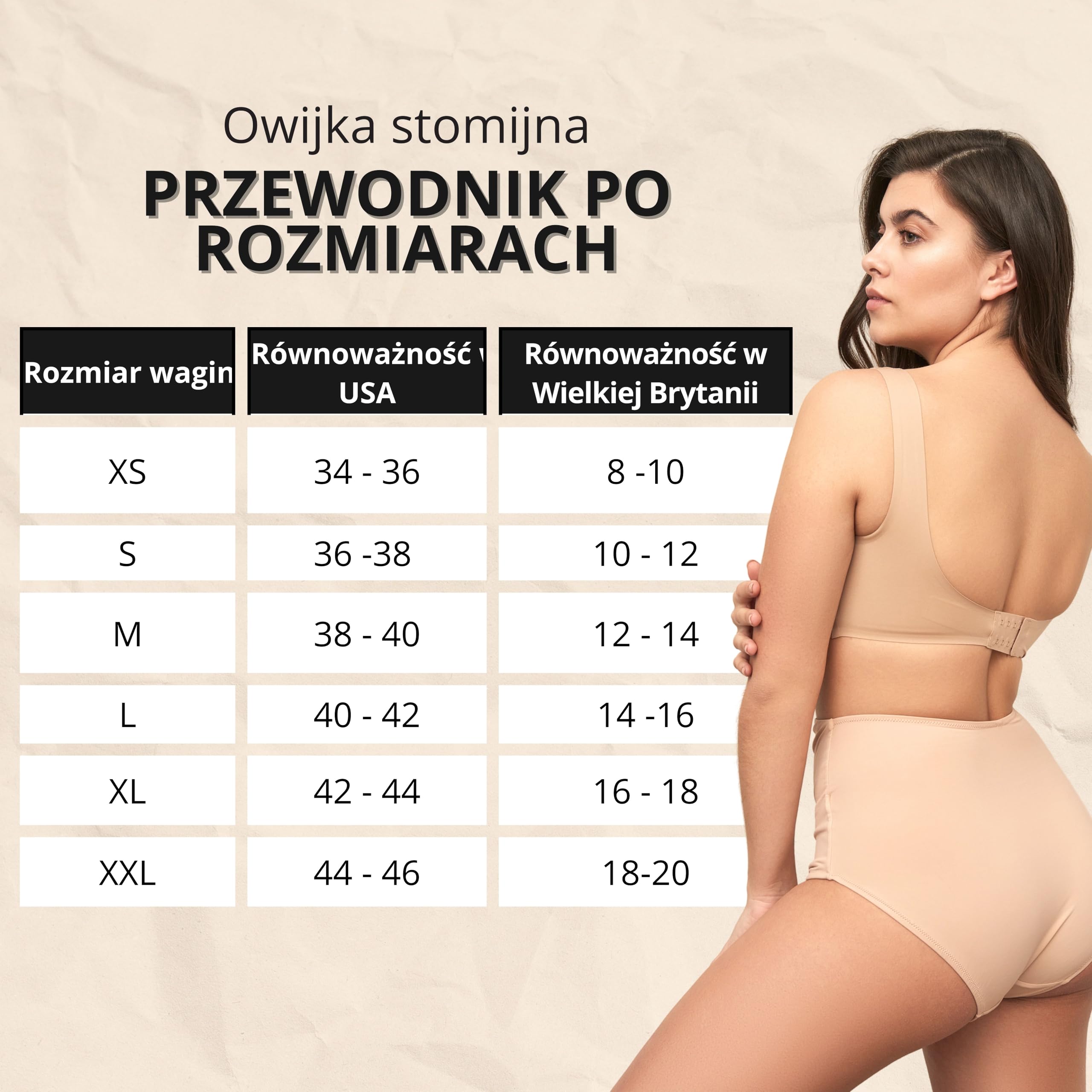 SIIL Bielizna stomijna dla kobiet, beżowa, na stomię, torby stomijne, XS-XXL, wyprodukowano w Europie