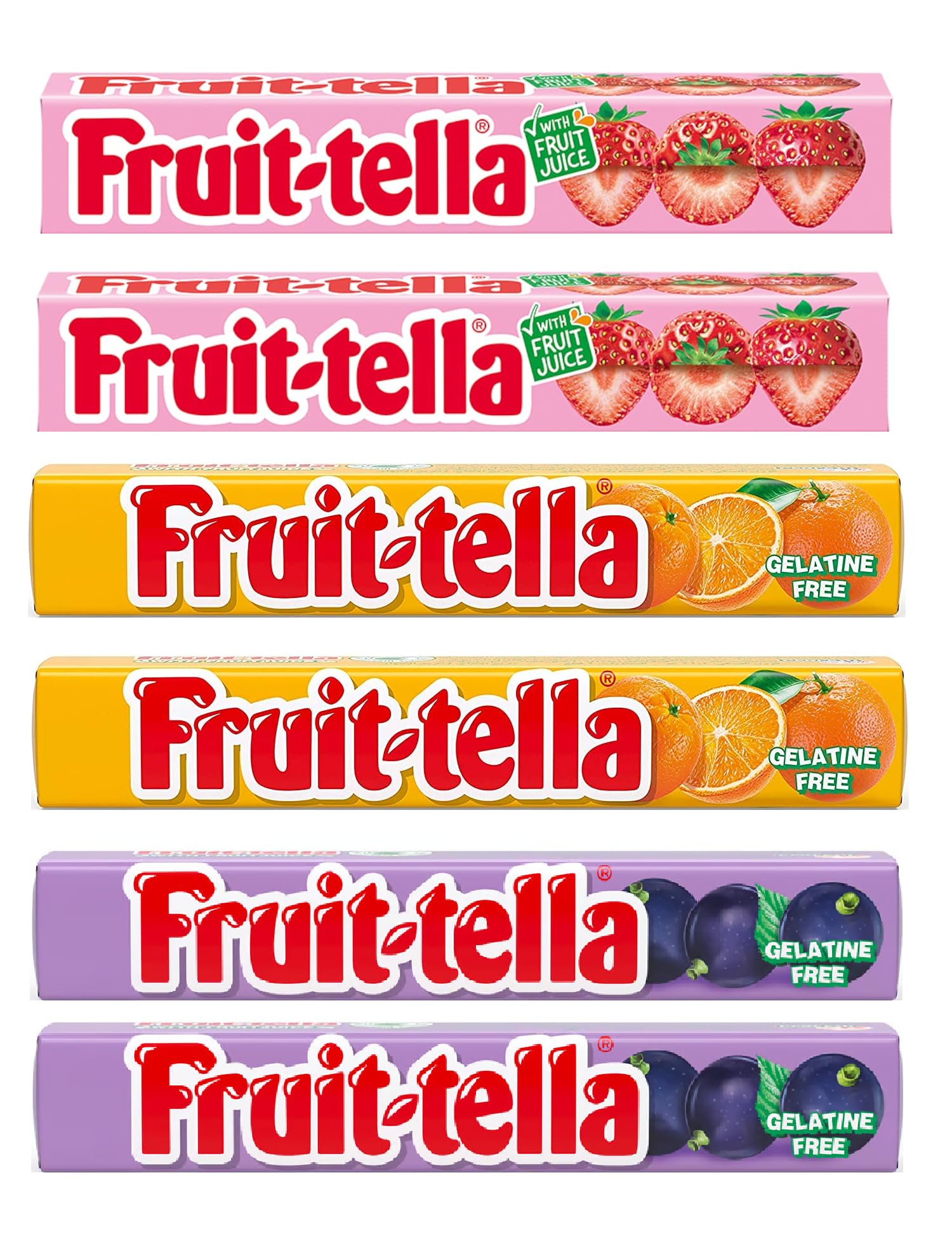 Fruit-Tella Strawberry (Pack Of 2), Blackcurrent (Pack Of 2), Orange (Pack Of 2) Flavour Chewy Toffee Stick (6 x 32.4g) (B0D1R8946L) Amazon Price History, Amazon Price Tracker