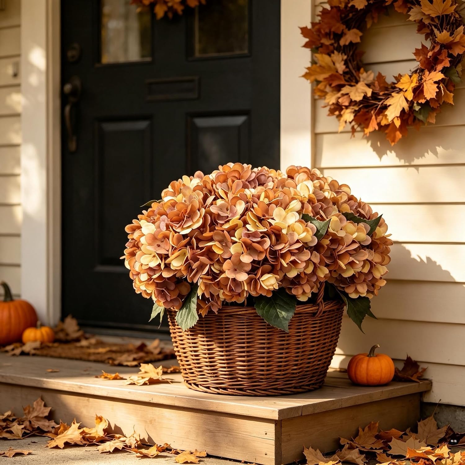 Kimura's Cabin 6Pcs Hydrangea Artificial Flowers Fall Flower,Autumn Yellow