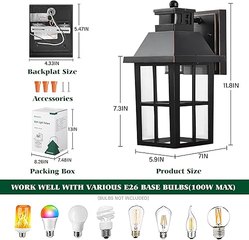 Miniatura 7 de Meluaim Luces de pared para exteriores con sensor de movimiento, iluminación exterior del atardecer al amanecer, lámpara de pared para montaje en